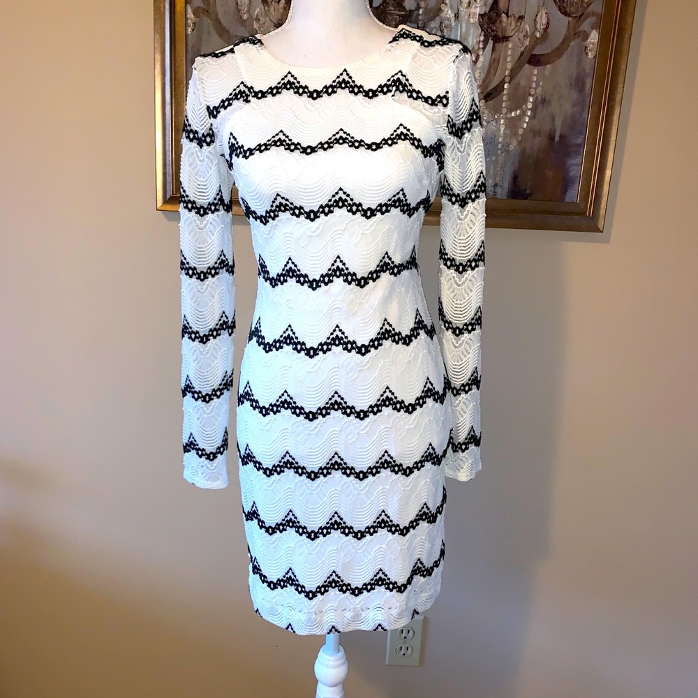 GUESS lace halter illusion dress, stripped